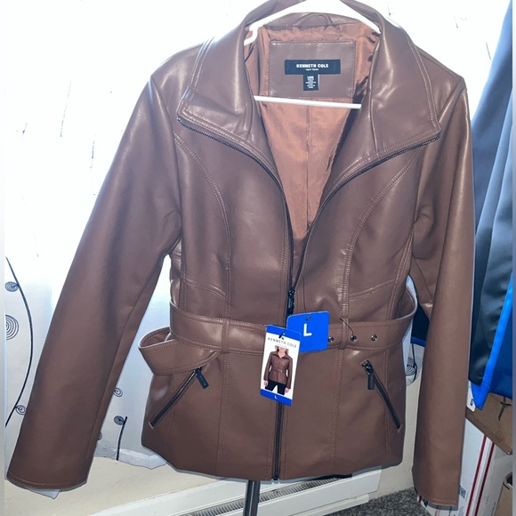 Kenneth Cole Jackets & Blazers - Kenneth Cole Women's Faux Leather Jacket in Rich Brown